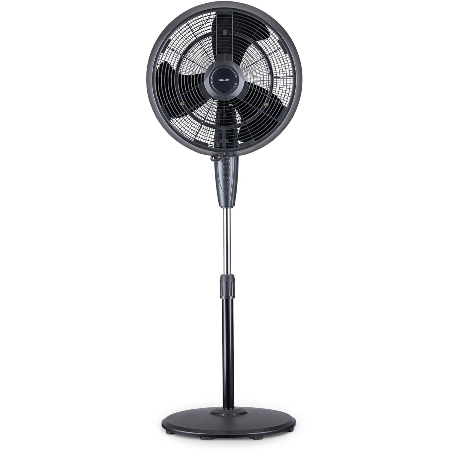 NewAir FMF2K5BK00 18-in Misting & Oscillating Pedestal Fan for Indoor & Outdoor w/ Adjustable Height & Head Tilt - 1600 CFM - Front - White Background thumbnail