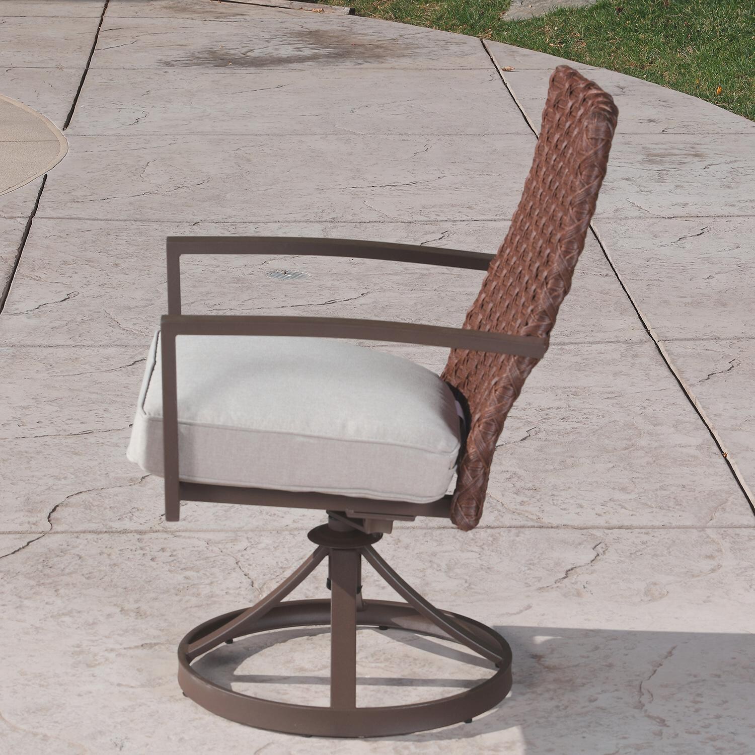 Lakeview Outdoor Designs Bay St. Louis 7 Piece Wicker & Aluminum Patio Dining Set - Swivel Rocker Patio Dining Chair Side thumbnail