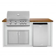 BBQGuys.com 6 Ft BBQ Island With Blaze 32-Inch Natural Gas Grill, Double Access Door & Compact Refrigerator - Gray/Tan - BLZAD4.5NG-6VP4CGMT image