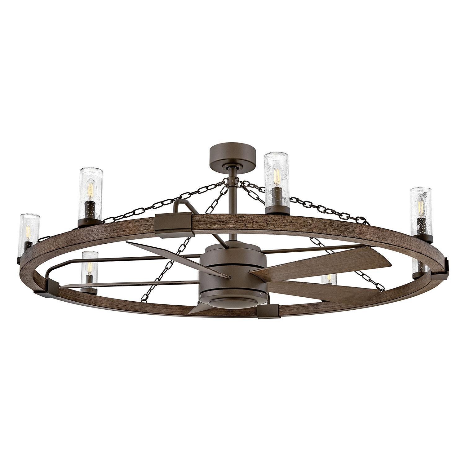 Hinkley Lighting 906144FMM-LWD Sawyer 52-in Indoor / Outdoor Smart Fandelier w/ 44-in Fan & LED Lighting - Metallic Matte Bronze - Fan View - White Background thumbnail