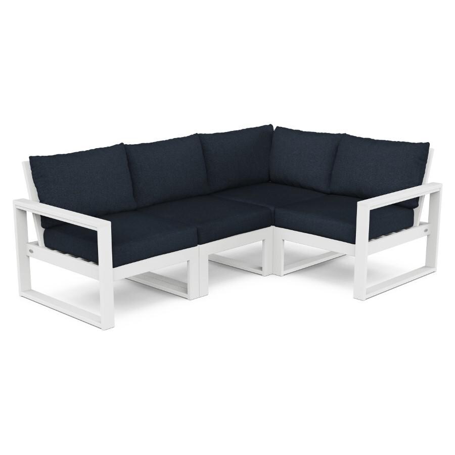 POLYWOOD EDGE 4-Piece Modular Deep Seating Set in White / Marine Indigo thumbnail