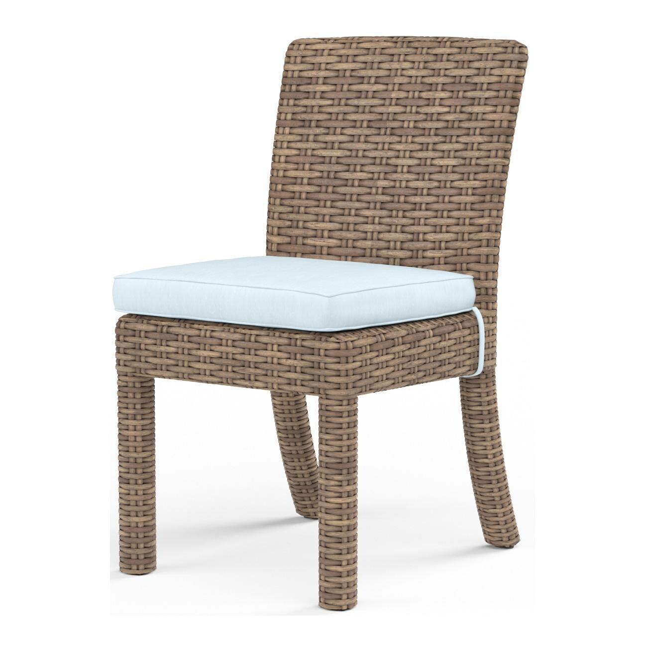 Havana Wicker Dining Side Chair in Tobacco/Canvas Skyline by Sunset West - White Background thumbnail