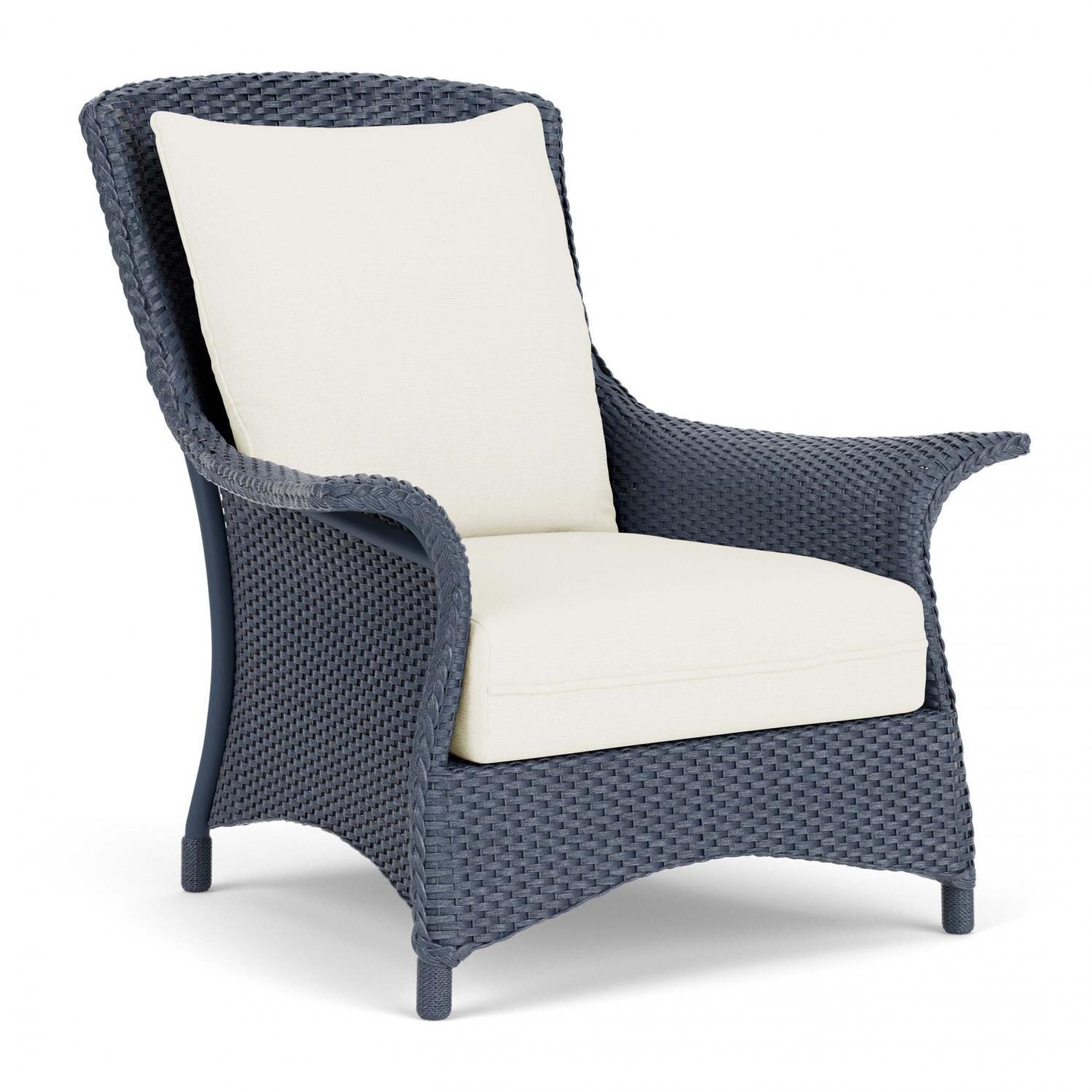 Lloyd Flanders Mandalay Lounge Chair in Denim Blue Finish with Sailcloth Salt Fabric - Angled thumbnail