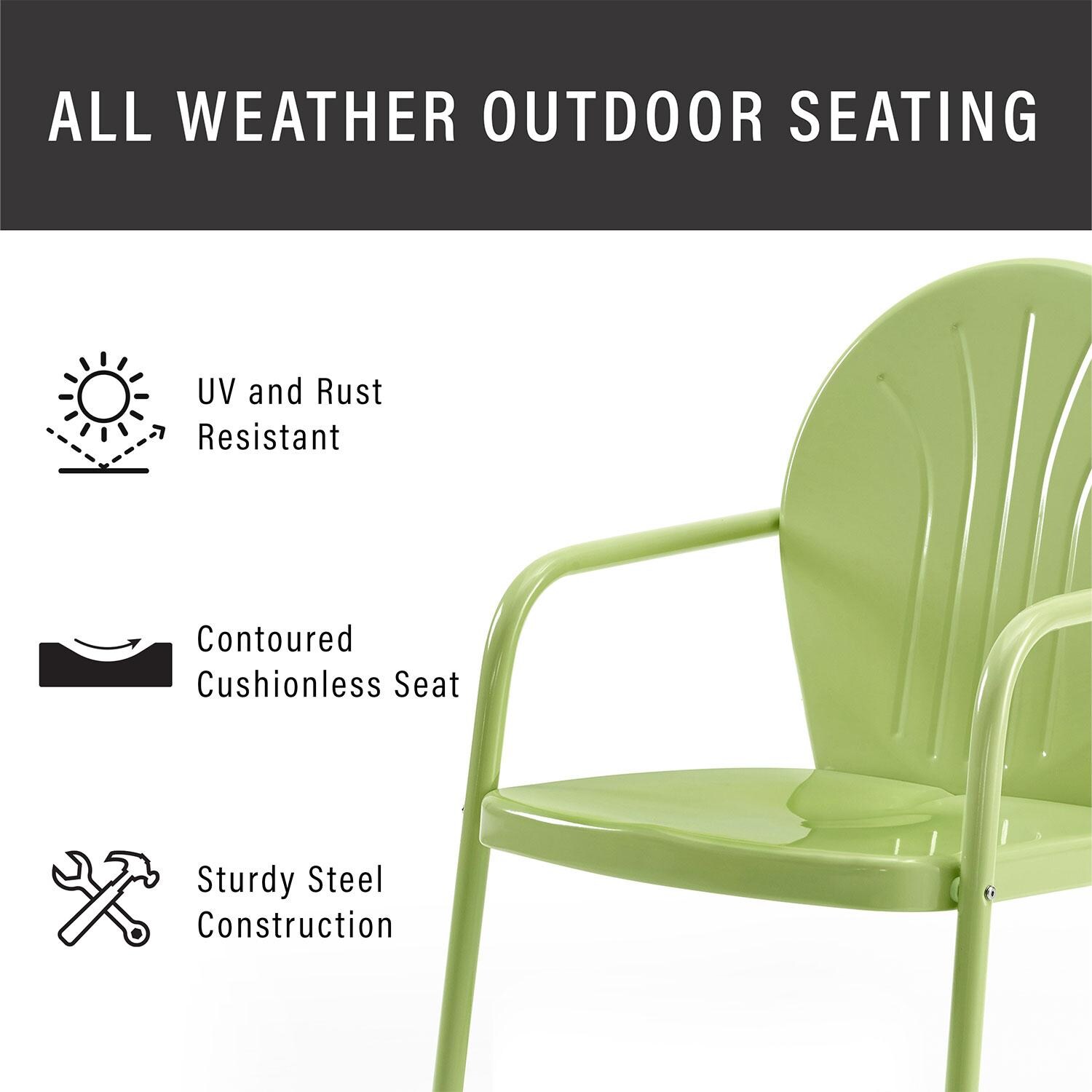 Ultimate Patio UP-32237KL 3Pc Retro Outdoor Chair Set in Lime Green - Weather Resistant - Diagram thumbnail