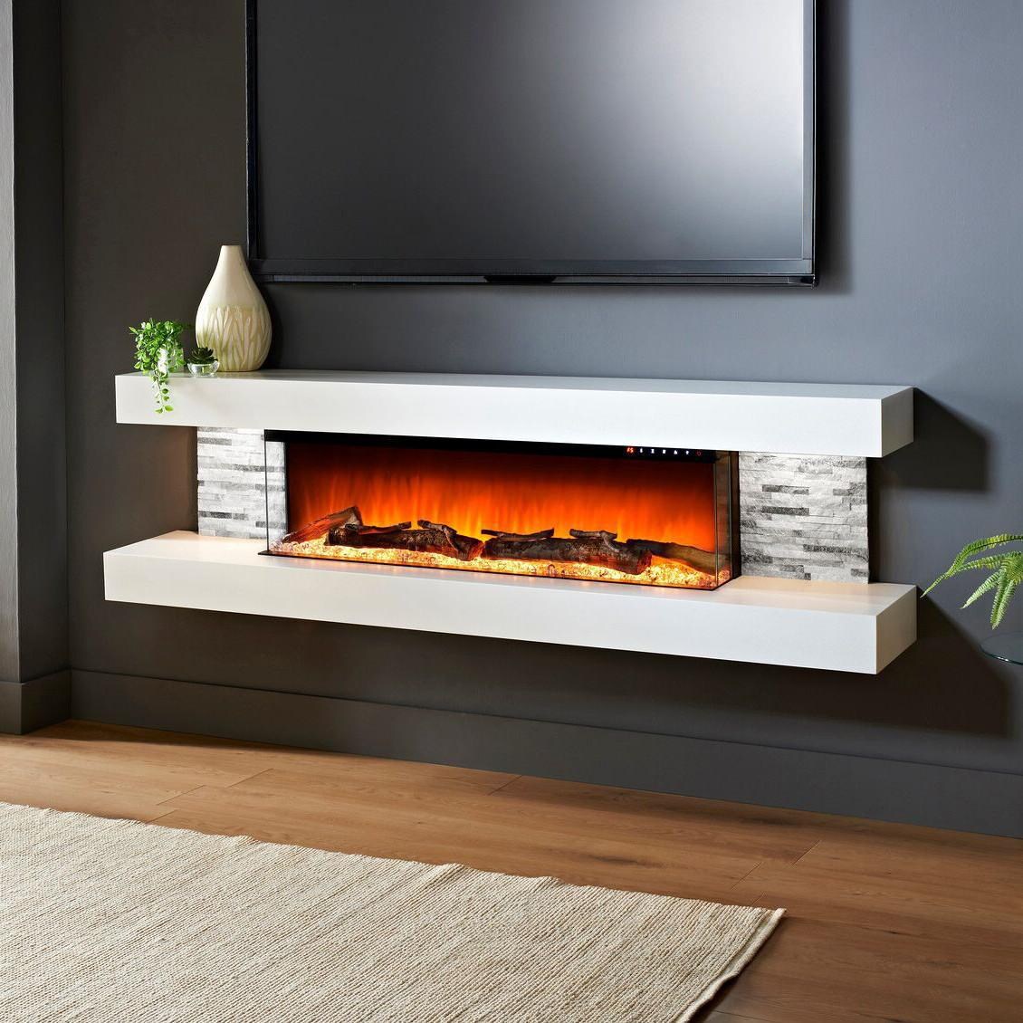 Evolution Fires EFV72W Vegas 72-Inch Wall Mount Electric Fireplace - White