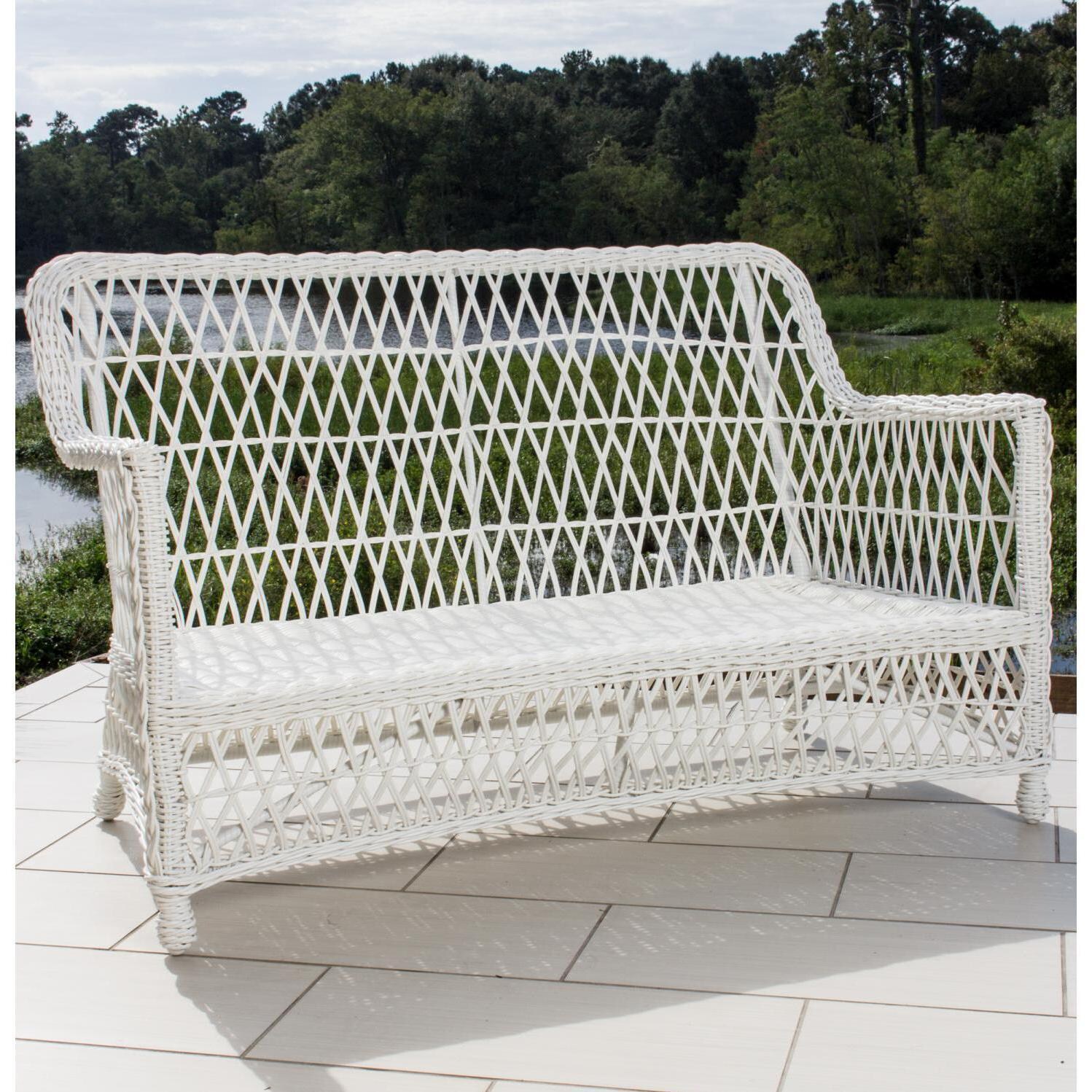 Everglades White Wicker Loveseat - No Cushion thumbnail