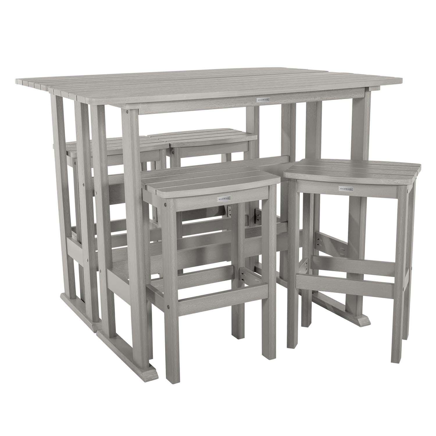 Hart Lane 6 Pc Recycled Plastic Bar Height Dining Set in Harbor Gray By Lakeview Outdoor Designs - Alternate Configuration - White Background thumbnail