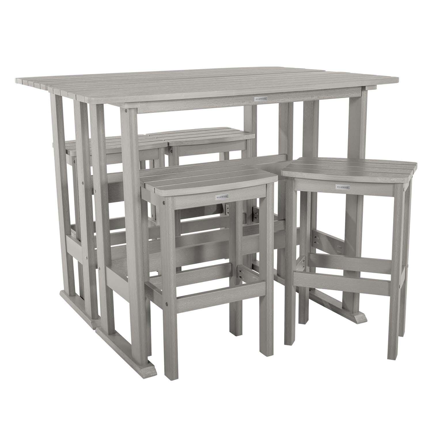 Hart Lane 6 Pc Recycled Plastic Bar Height Dining Set in Harbor Gray By Lakeview Outdoor Designs - Alternate Configuration - White Background thumbnail