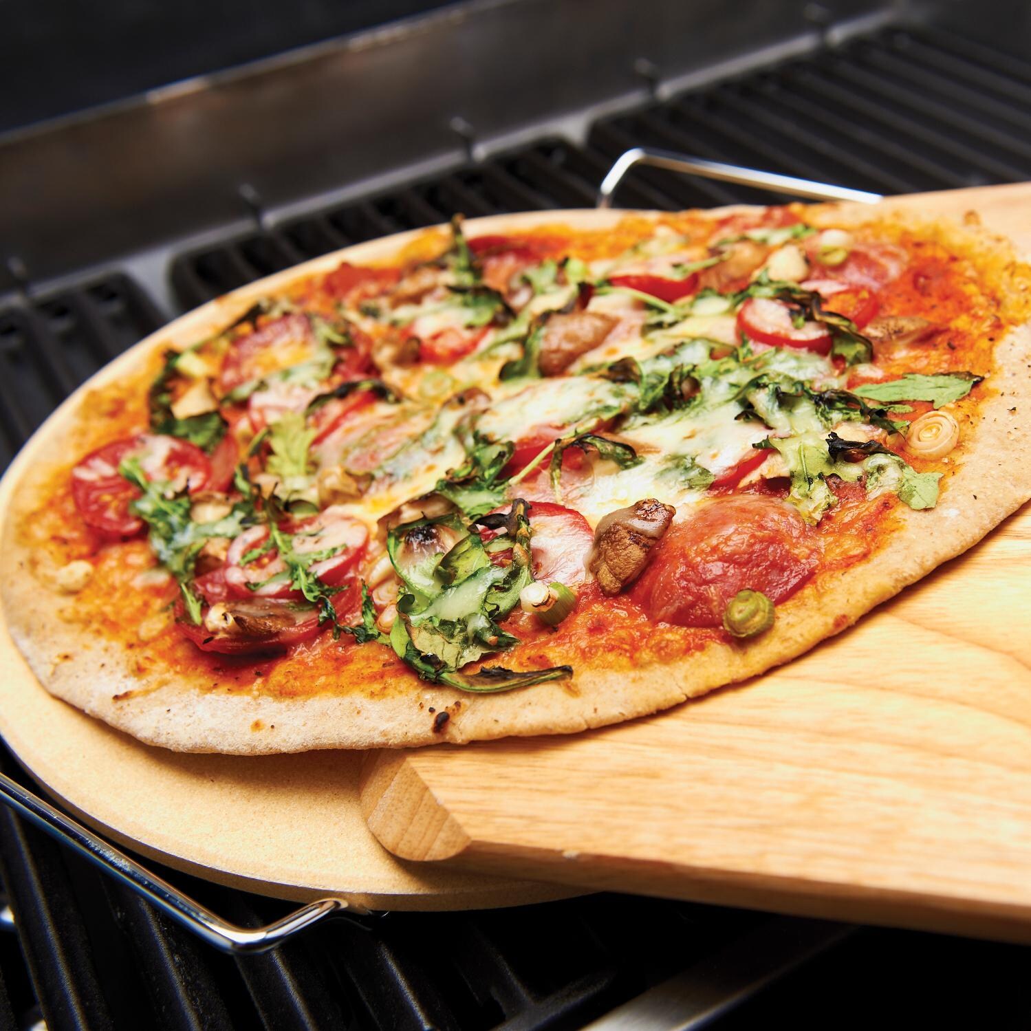 3-Piece 13-Inch Ceramic Pizza Stone With Pizza Peel & Cutting / Serving Tool thumbnail