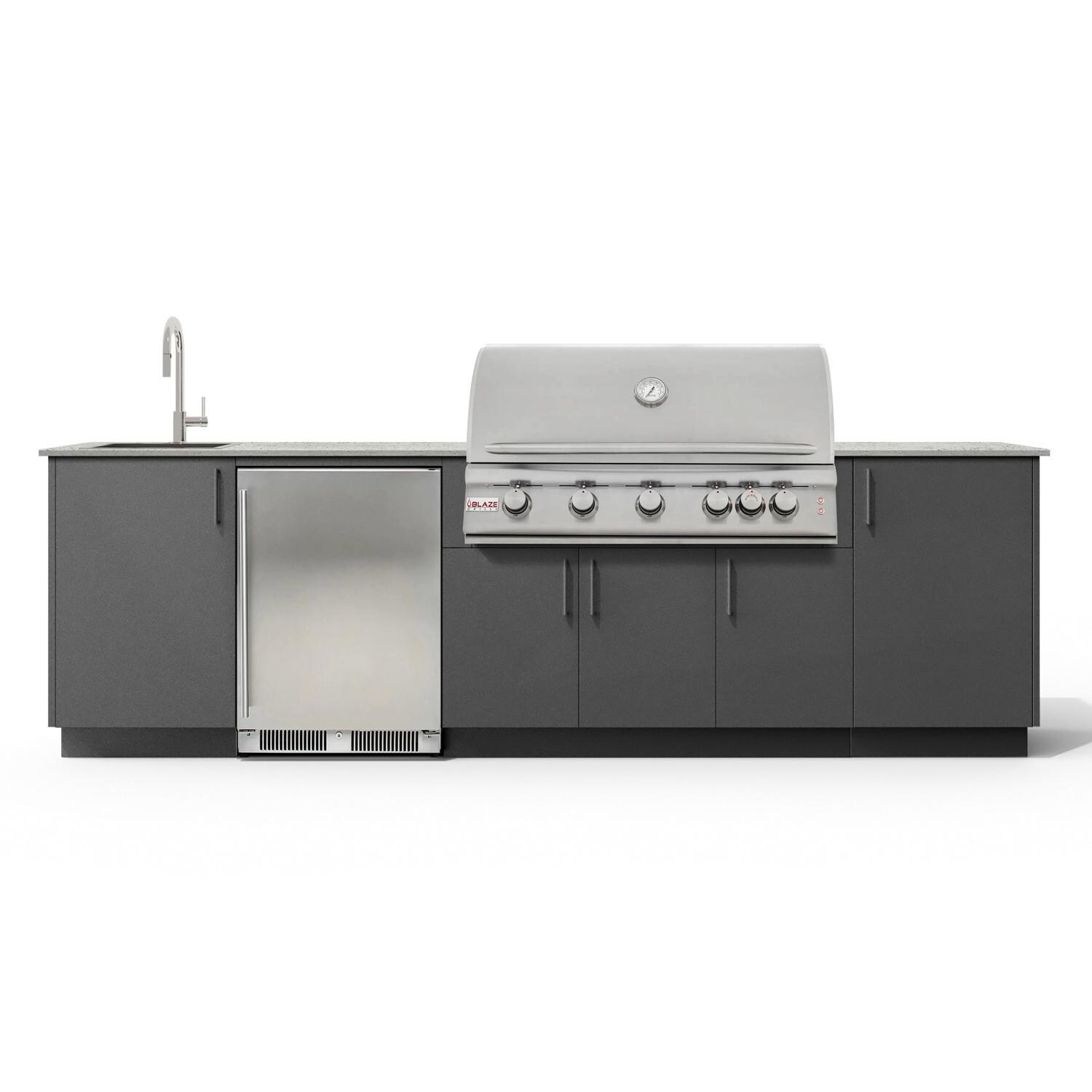 Urban Bonfire Dew 40 Outdoor Kitchen w/ Blaze LTE Natural Gas Grill, Sink, Refrigerator, Keon Dekton Countertop & Anthracite Finish - B-Dew-40-Blaze-Keon-Anthracite