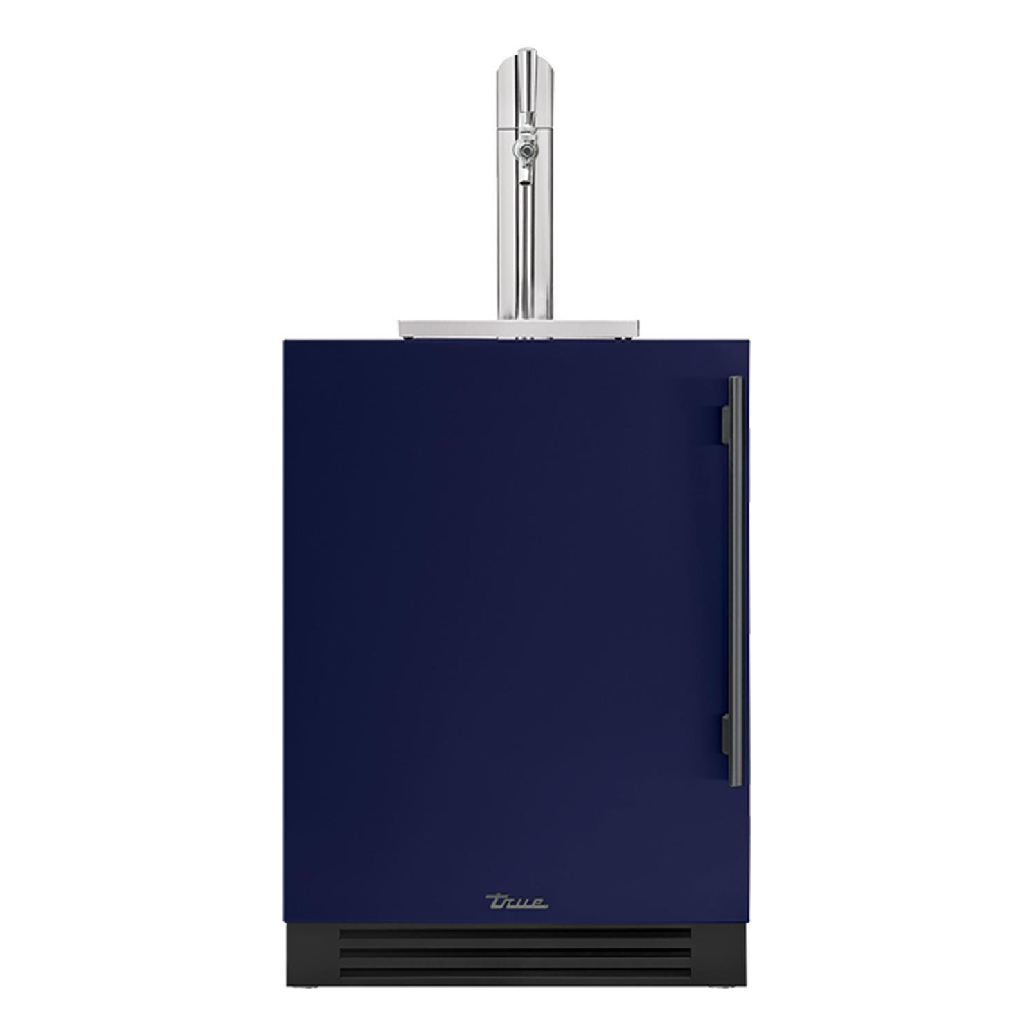 True TUR-24BD-L-OP-C~DSK-078-H05 24 Inch Left Hinge Outdoor Single Tap Beverage Dispenser - Cobalt w/ Pewter Handle - White Background thumbnail