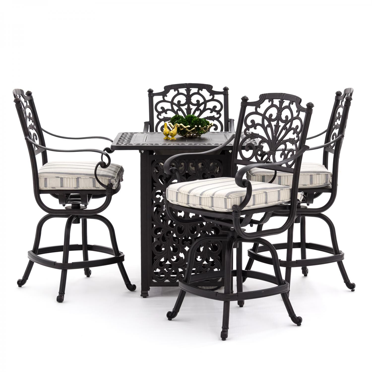 Evangeline 5 Piece Cast Aluminum Patio Counter Height Bar