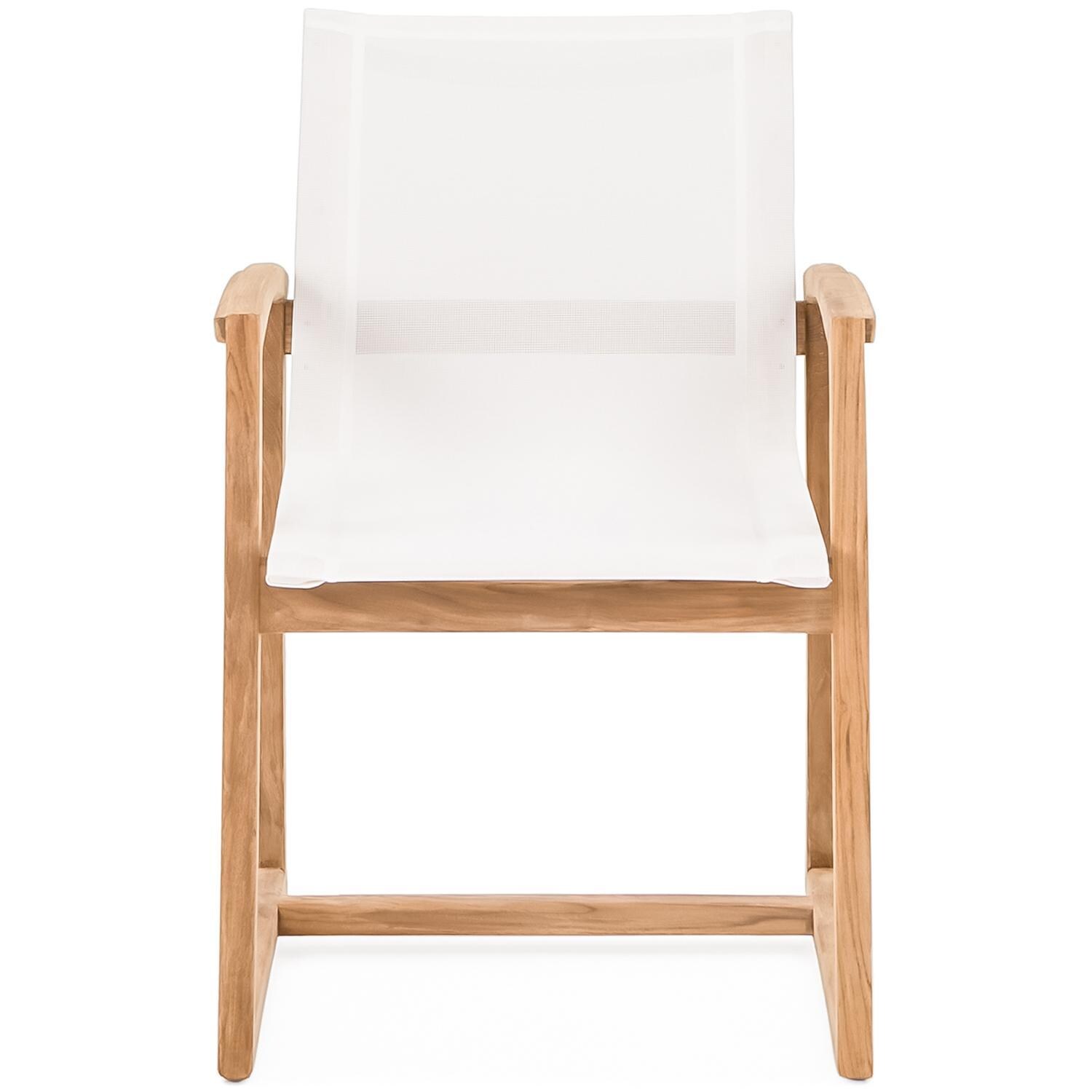 Teak + Table Capri Sling Dining Chair in White - Front - White Background thumbnail