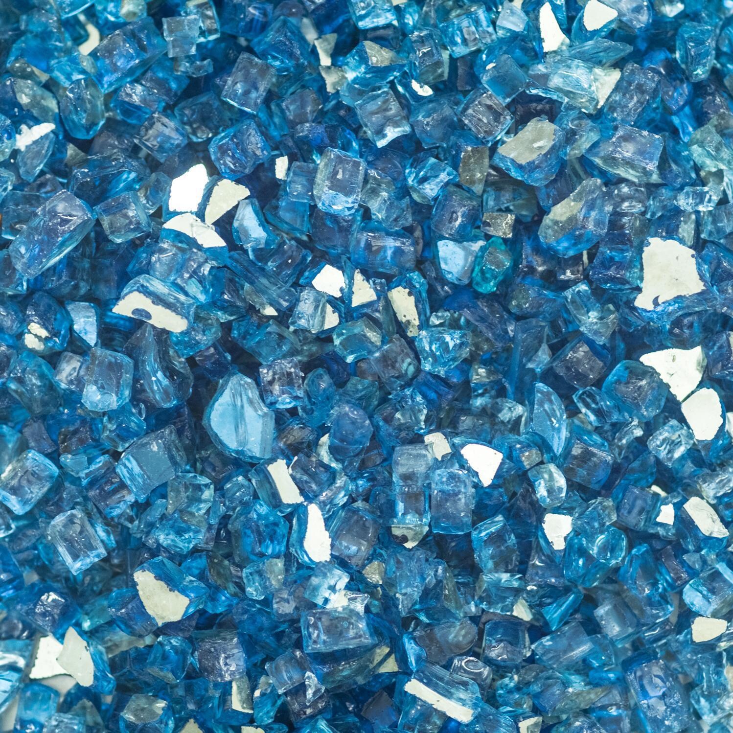 Lakeview Outdoor Designs 1/2-Inch Sky Blue Reflective Fire Glass - Close-Up thumbnail