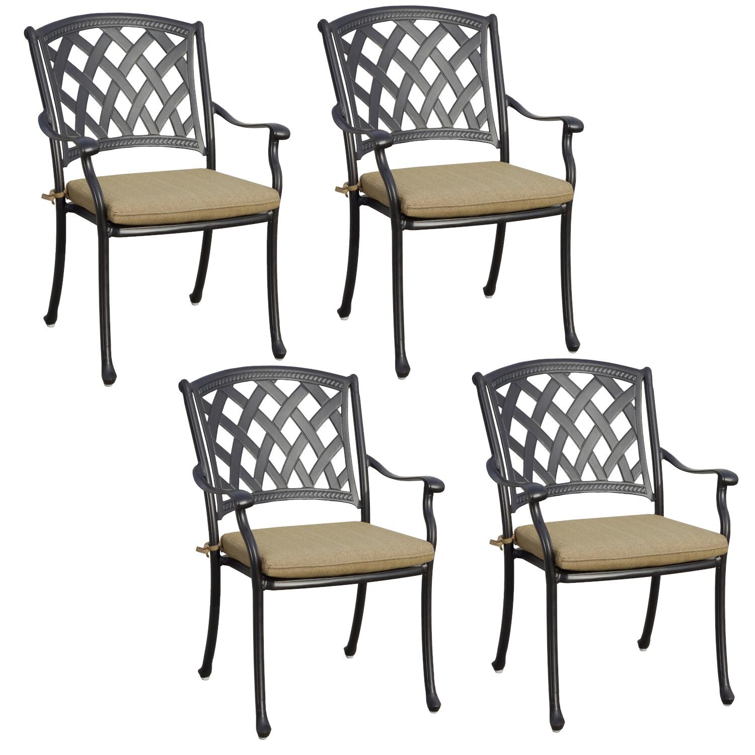 Ocean View Cast Aluminum 4 Pc Set Dining Chair Set in Antique Bronze/Sesame by Darlee