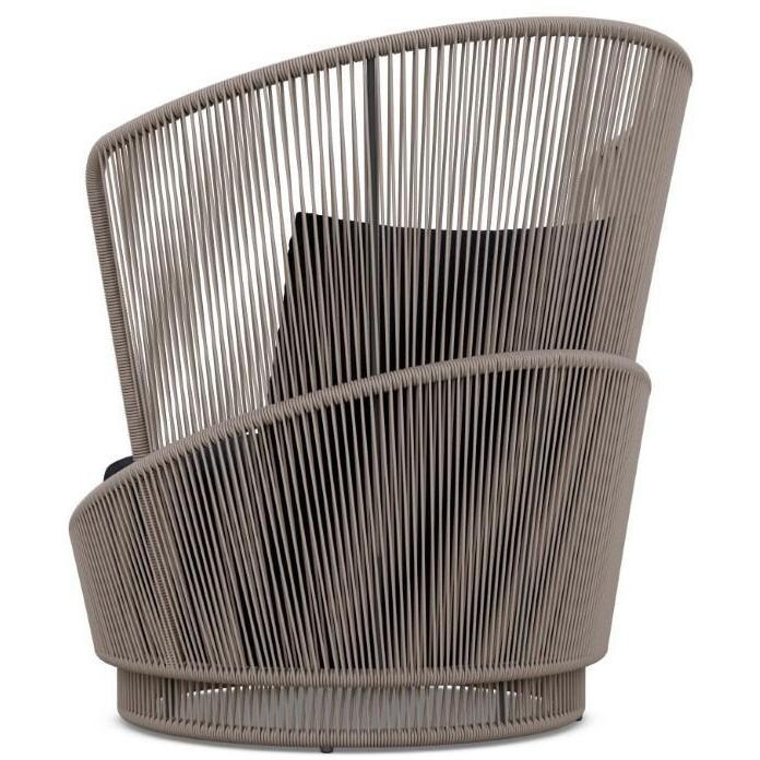 Azzurro Living Palma Woven Rope Swivel Club Chair in Mocha/Midnight - Back - White Background thumbnail