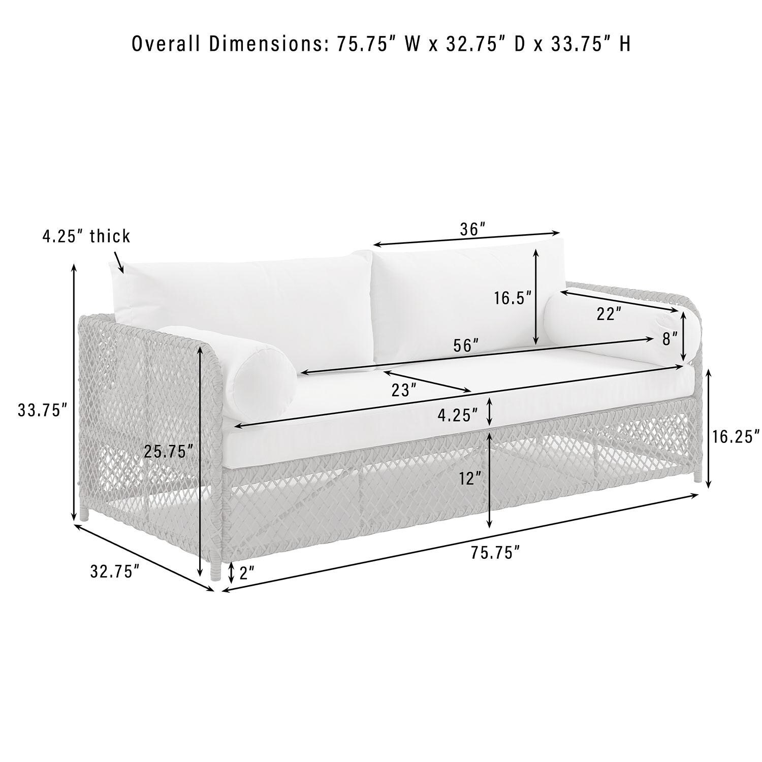 WestCay 4Pc Wicker Outdoor Sofa Seating Set by Ultimate Patio - Sofa - Dimensional thumbnail