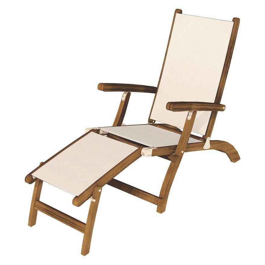 Steamer Teak Chaise Lounge in White by Royal Teak Collection
