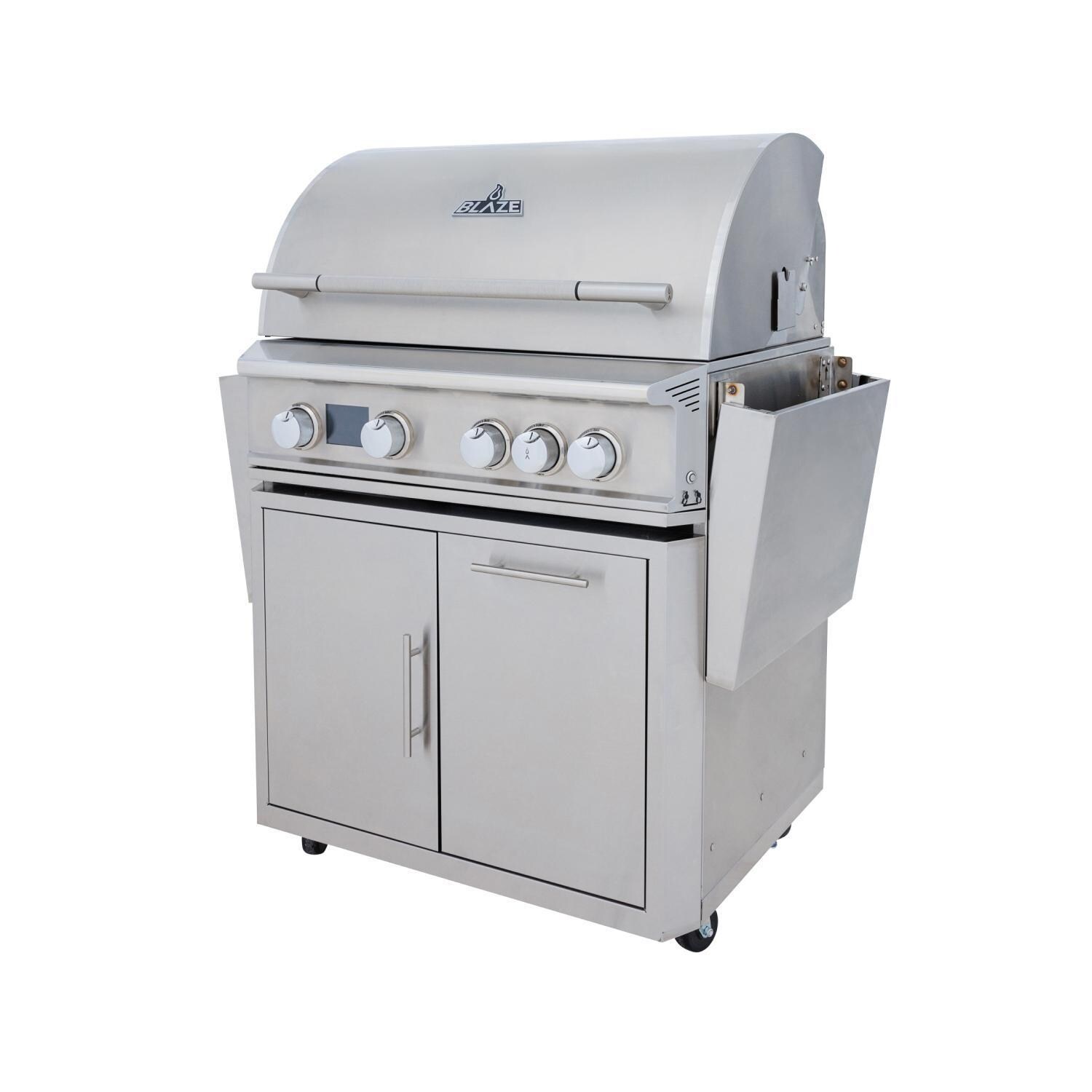 Blaze BLZ-4LTEPRO-CART-LTSC LTE PRO 32-Inch 4-Burner Gas Grill Cart - Shelves Down (Grill Not Included) - White Background thumbnail