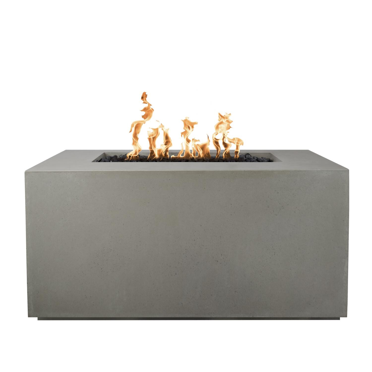 Pismo 48 Inch Rectangular GFRC Propane Fire Pit in Ash by The Outdoor Plus