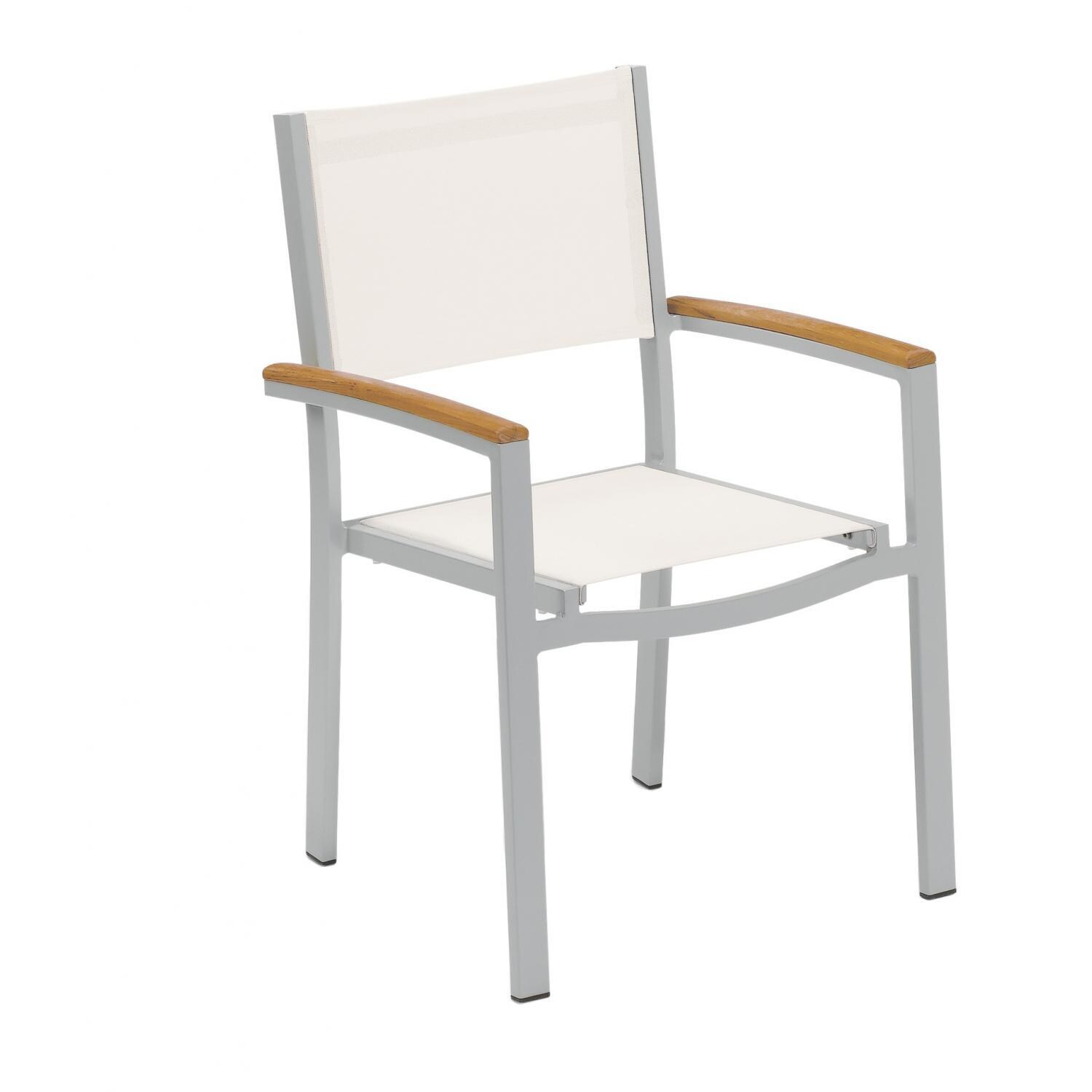 Travira Aluminum Dining Arm Chair W/ Natural Sling & Teak Armcaps By Oxford Garden thumbnail