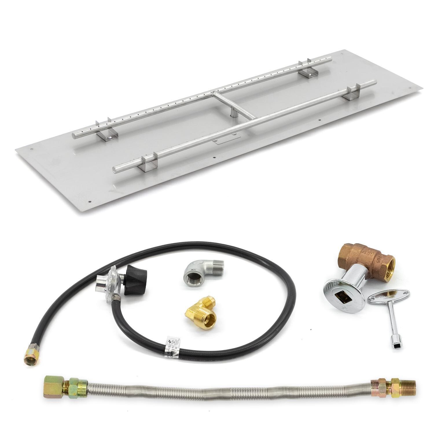 BBQGuys Signature 48-Inch Rectangular Flat Pan W/ 37-Inch Propane H-Burner & Connection Kit