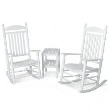 Jefferson 3 Piece Recycled Plastic Wood Patio Rocking Chair Set By POLYWOOD - White