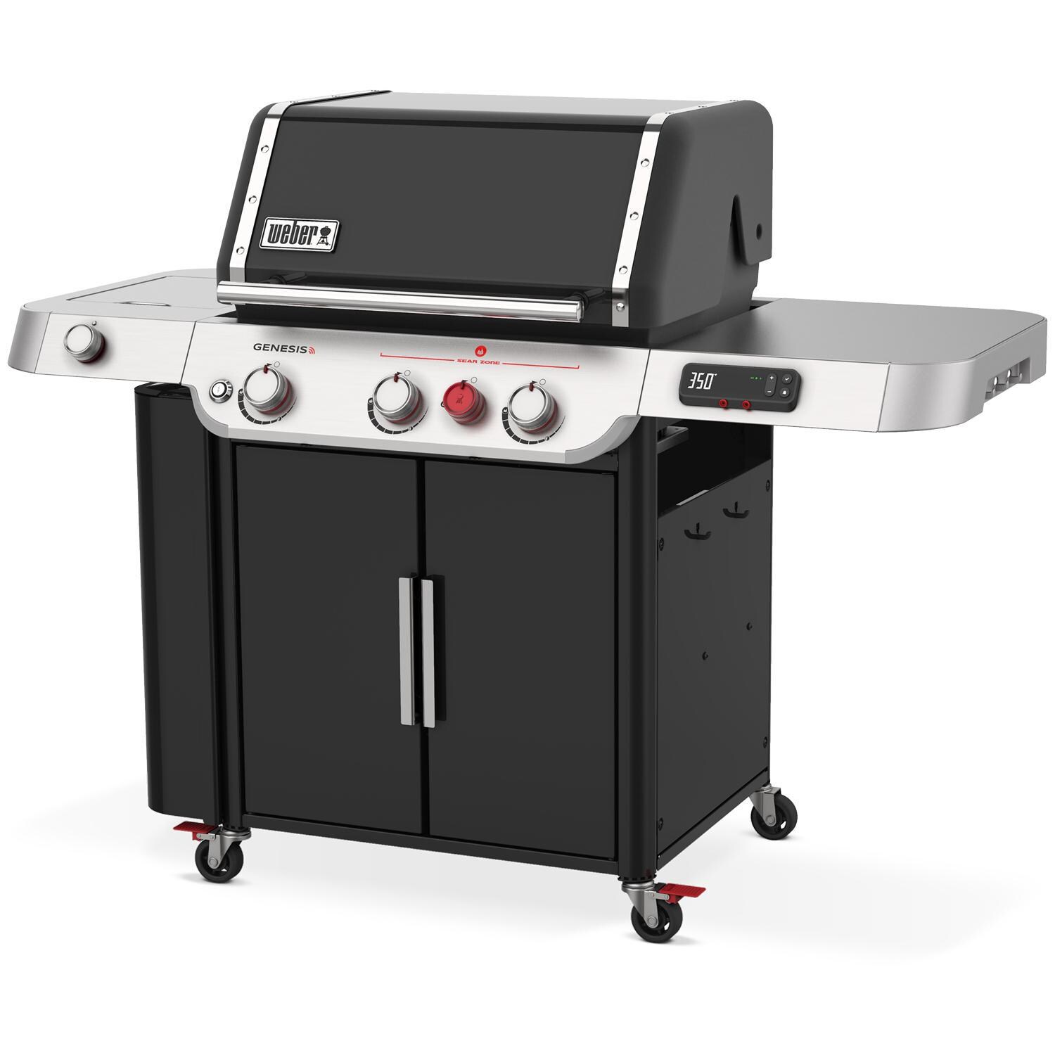 Weber GENESIS 35610001 EX-335 Propane Gas Smart Grill with Sear Burner & Side Burner - Black - Right-Side Angled View thumbnail