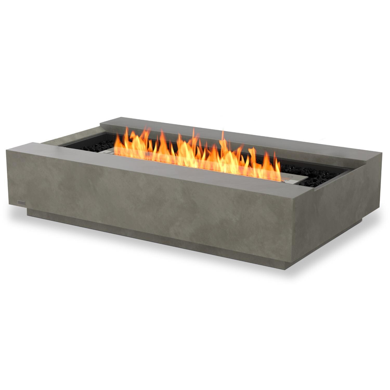 EcoSmart Fire ESF.O.CMO.50.NA.G Cosmo 50 Inch Stainless Steel Burner Rectangle Concrete Gas Pit Table in Natural Concrete - Angled without Fire Rocks - White Background thumbnail