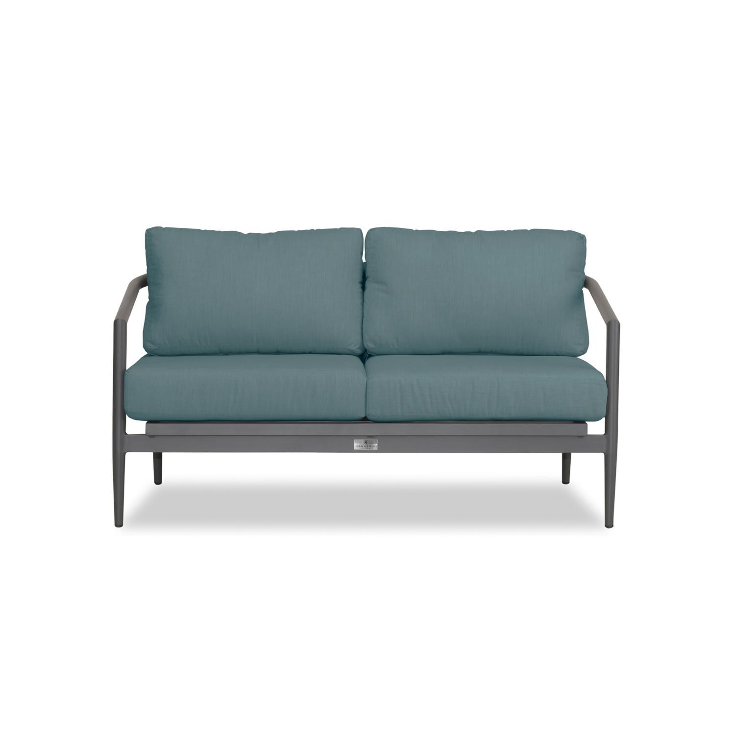 Lakeview Midnight Cove 2 Person Aluminum Loveseat in Slate/Pebble Gray/Cast Lagoon - White Background thumbnail