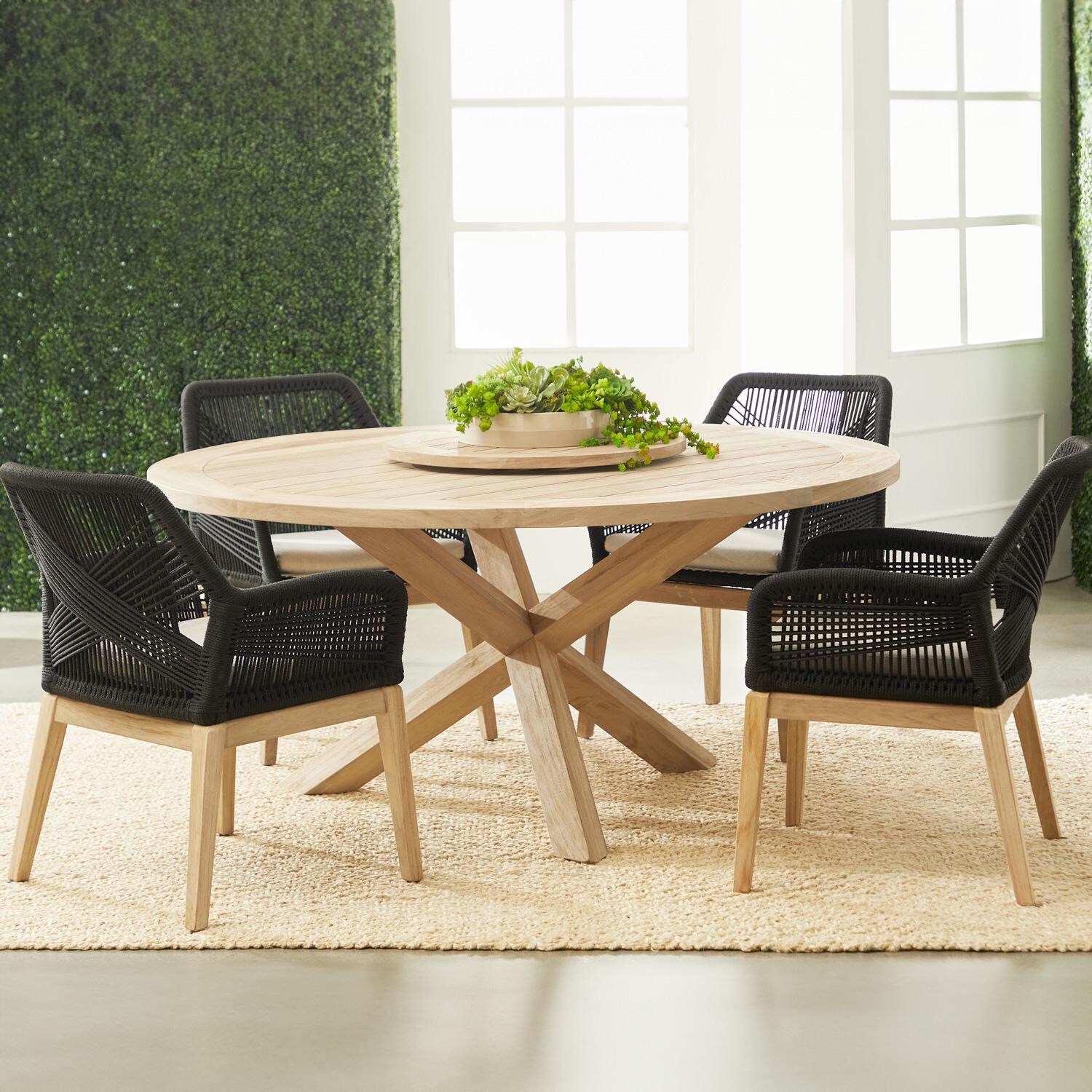 Lakeview Peninsula Way 4 Pc Gray Teak Dining Set in Black/Light Gray thumbnail