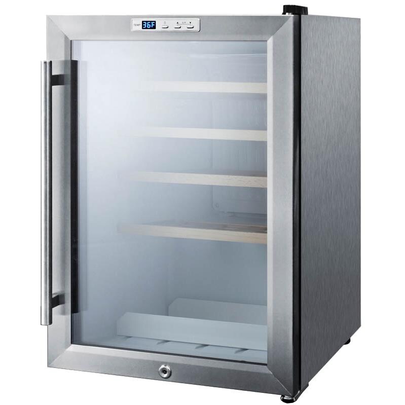 Summit 2.5 Cu. Ft. 22 Bottle Countertop Commercial Wine Cooler - Stainless Steel - Angle thumbnail