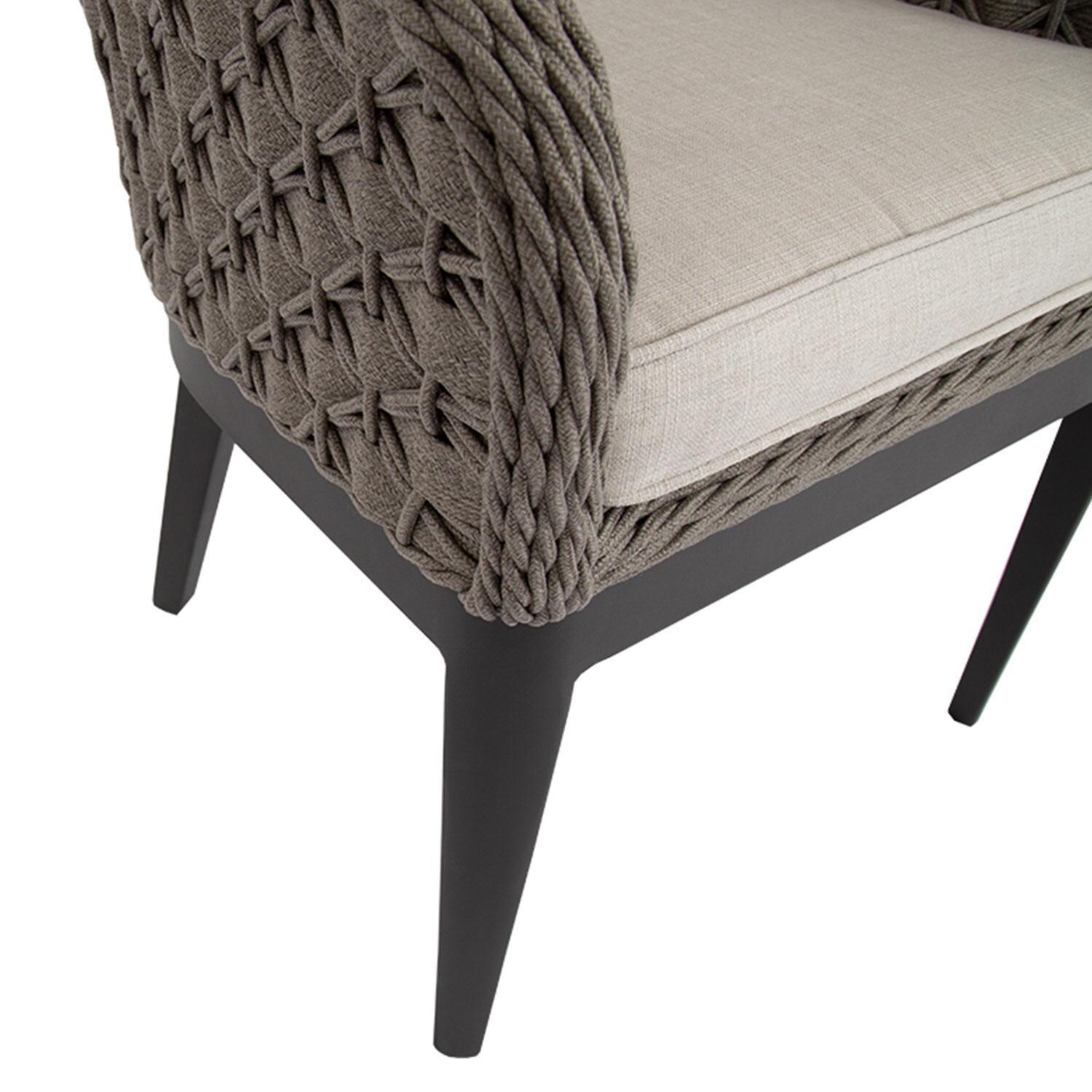 Marbella Marbella Rope & Aluminum Dining Chair in Echo Midnight w/ No Welt by Sunset West - Legs - Close Up View - Detail thumbnail