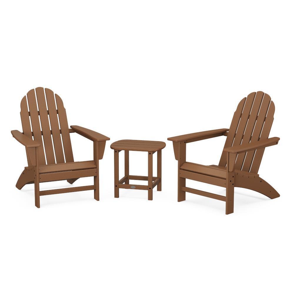 POLYWOOD Teak Vineyard 3-Piece Adirondack Set w/ South Beach 18-Inch Side Table thumbnail