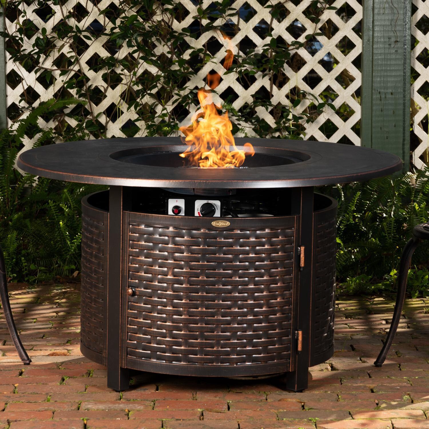 Ultimate Patio 62373 Welcome View 44-Inch Round Woven Aluminum Propane Gas Fire Pit thumbnail