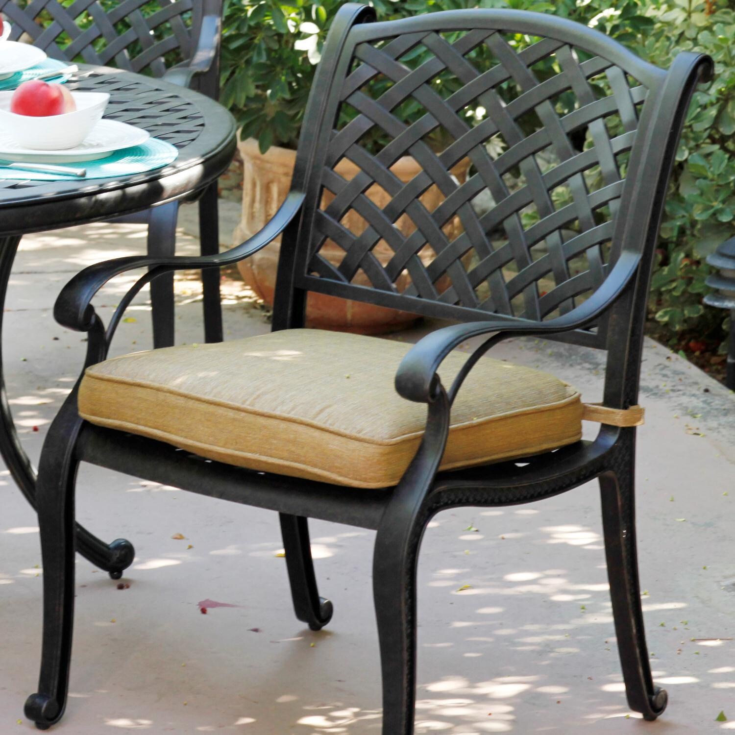 Nassau Cast Aluminum Patio Dining Chair By Darlee - With Included Sesame Cushion thumbnail