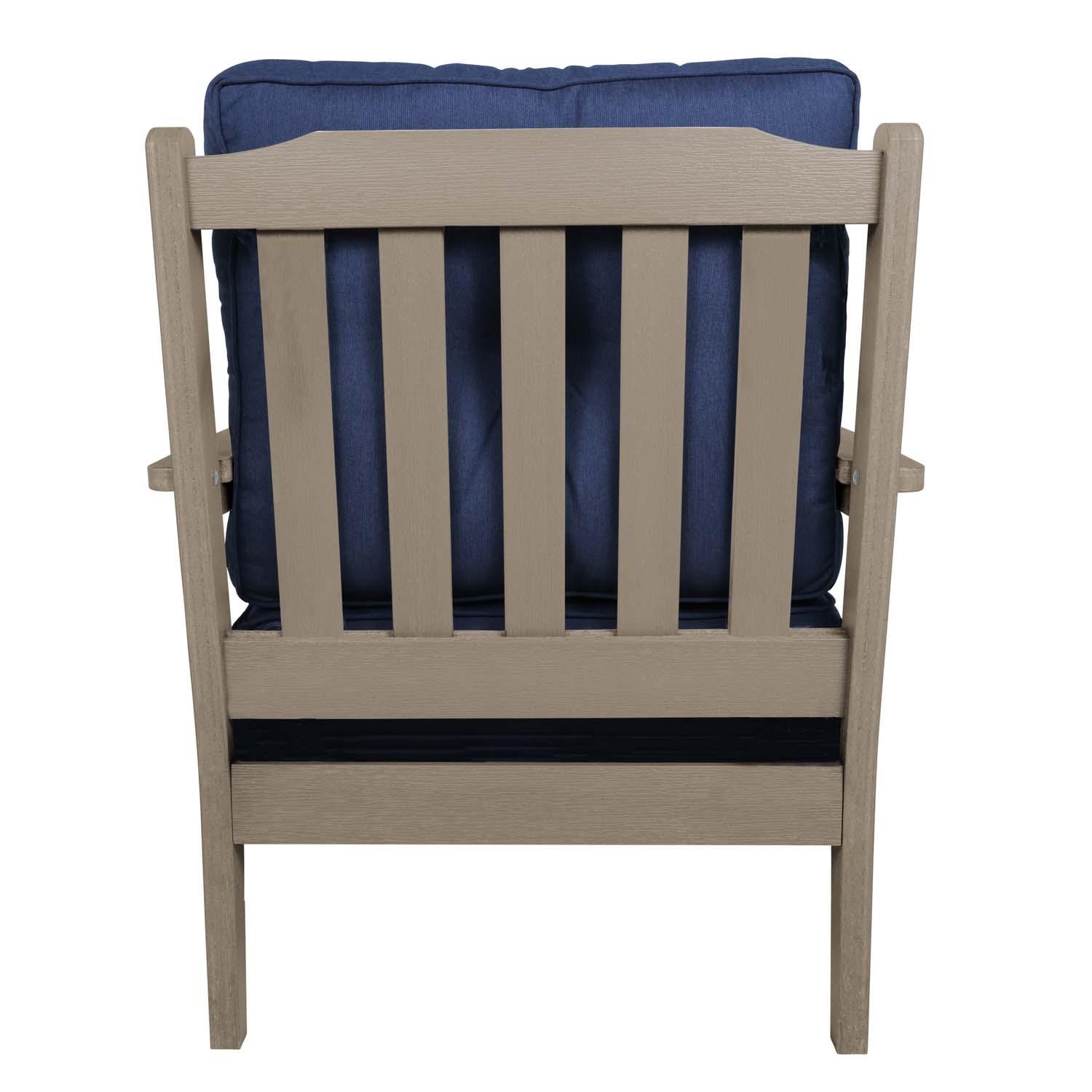 Blushing Bay 3 Pc Recycled Plastic Seating Set in Spectrum Indigo/Woodland Brown by Lakeview Outdoor Designs - Chair Back View - White Background thumbnail