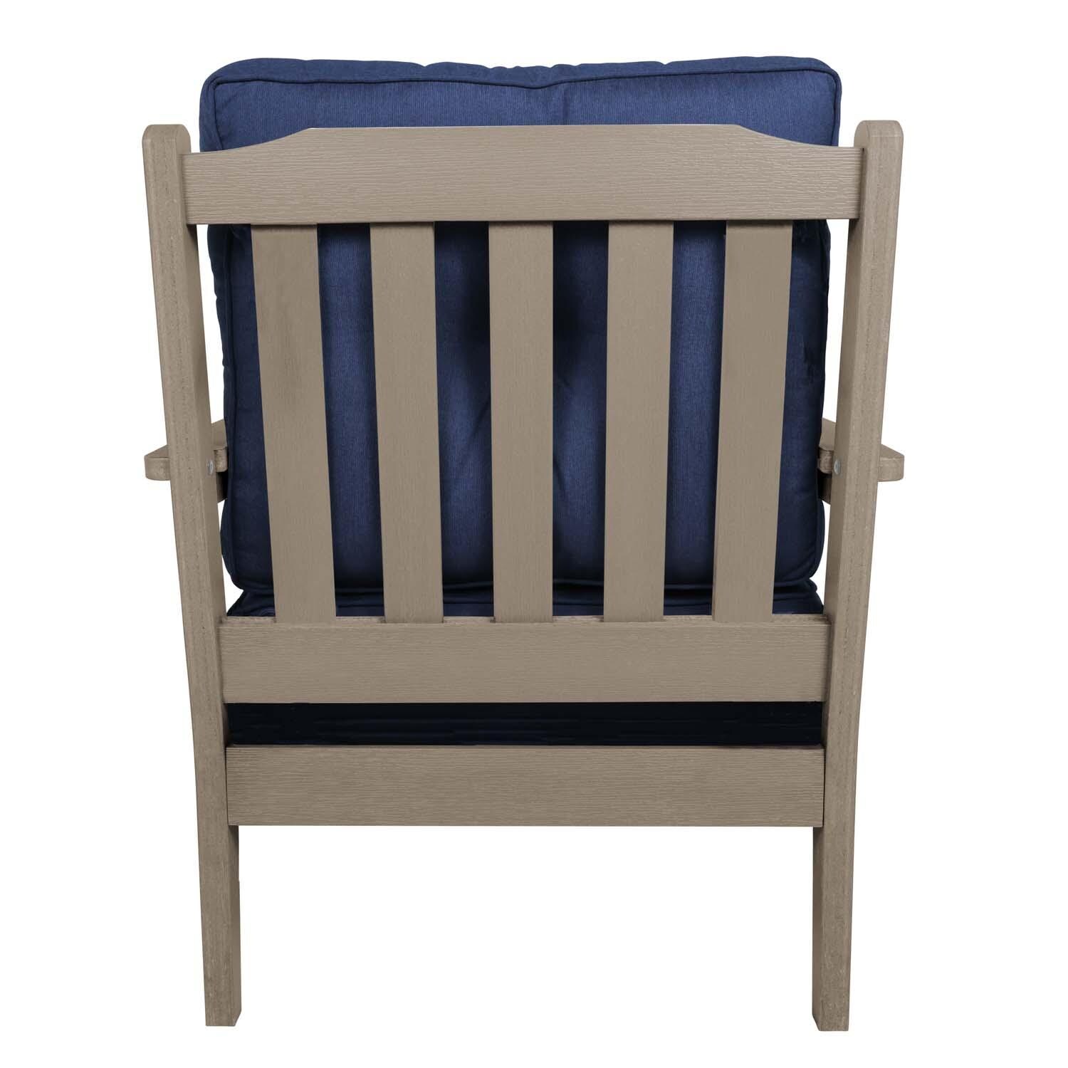 Blushing Bay 3 Pc Recycled Plastic Seating Set in Spectrum Indigo/Woodland Brown by Lakeview Outdoor Designs - Chair Back View - White Background thumbnail