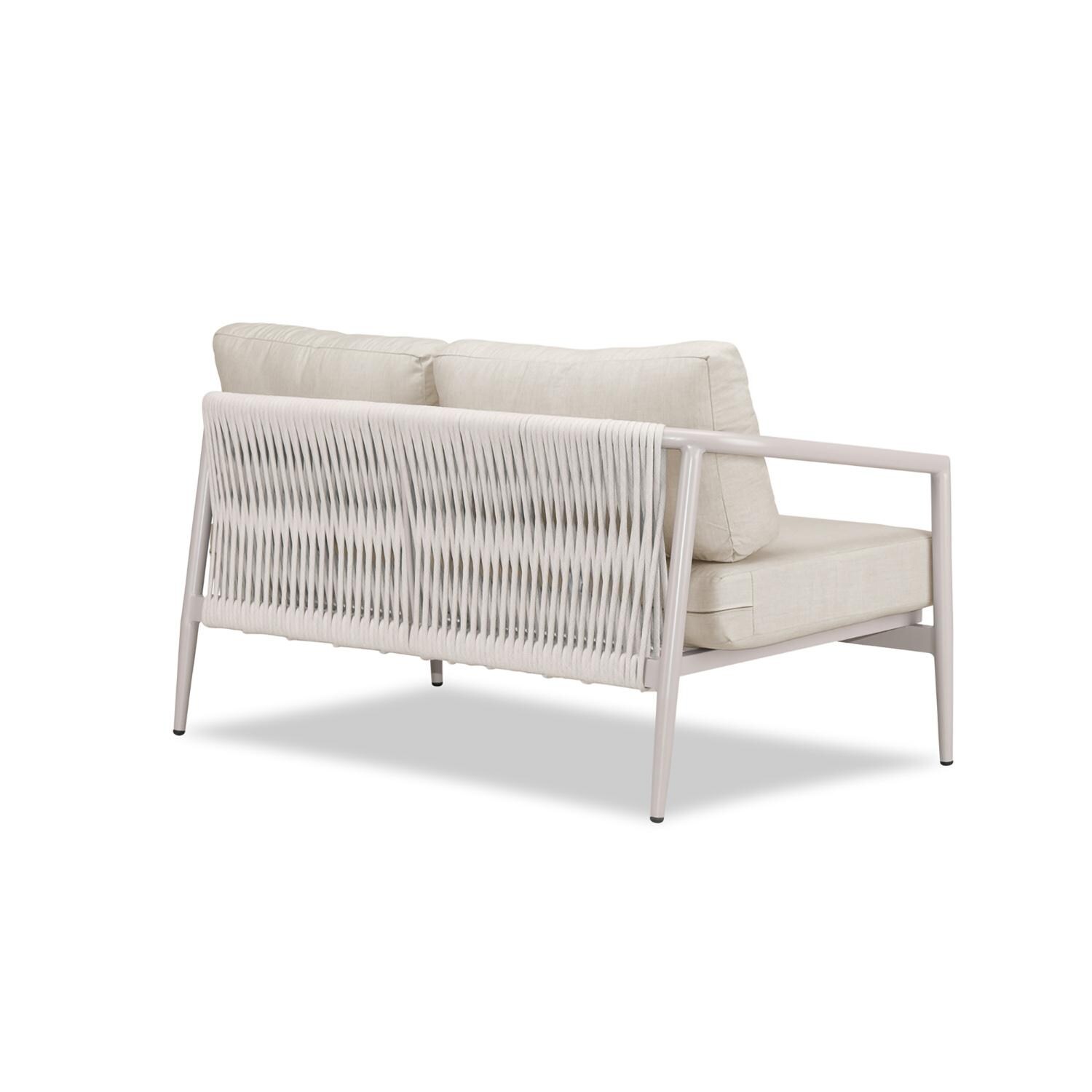 Lakeview Midnight Cove 2 Person Aluminum Loveseat in Urban Stone/Carrera/Cast Silver - Back Right - White Background thumbnail