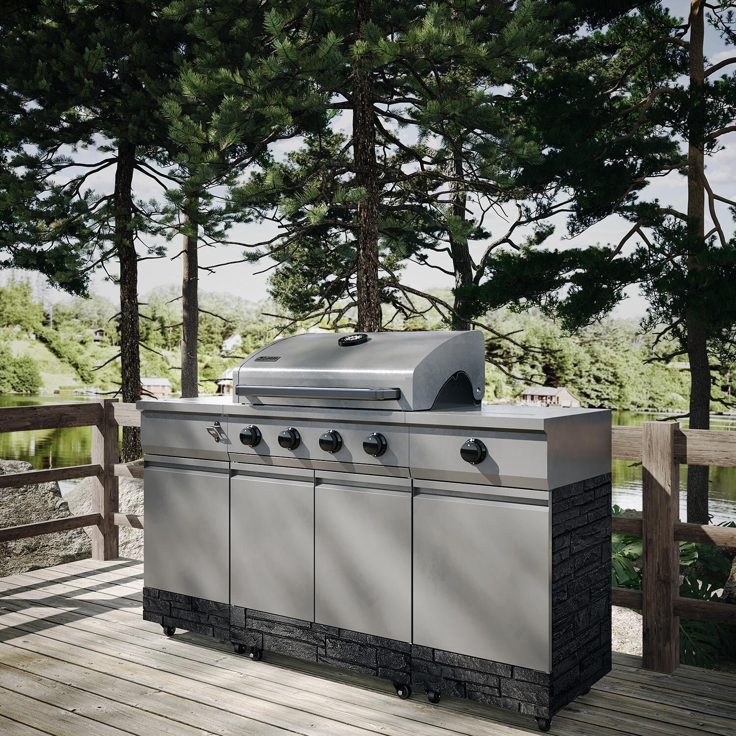 TYTUS Fresno Series Gunmetal Gray & Graphite Stone Natural Gas Grill Island (Ships Propane w/ Conversion Kit) - Lifestyle thumbnail