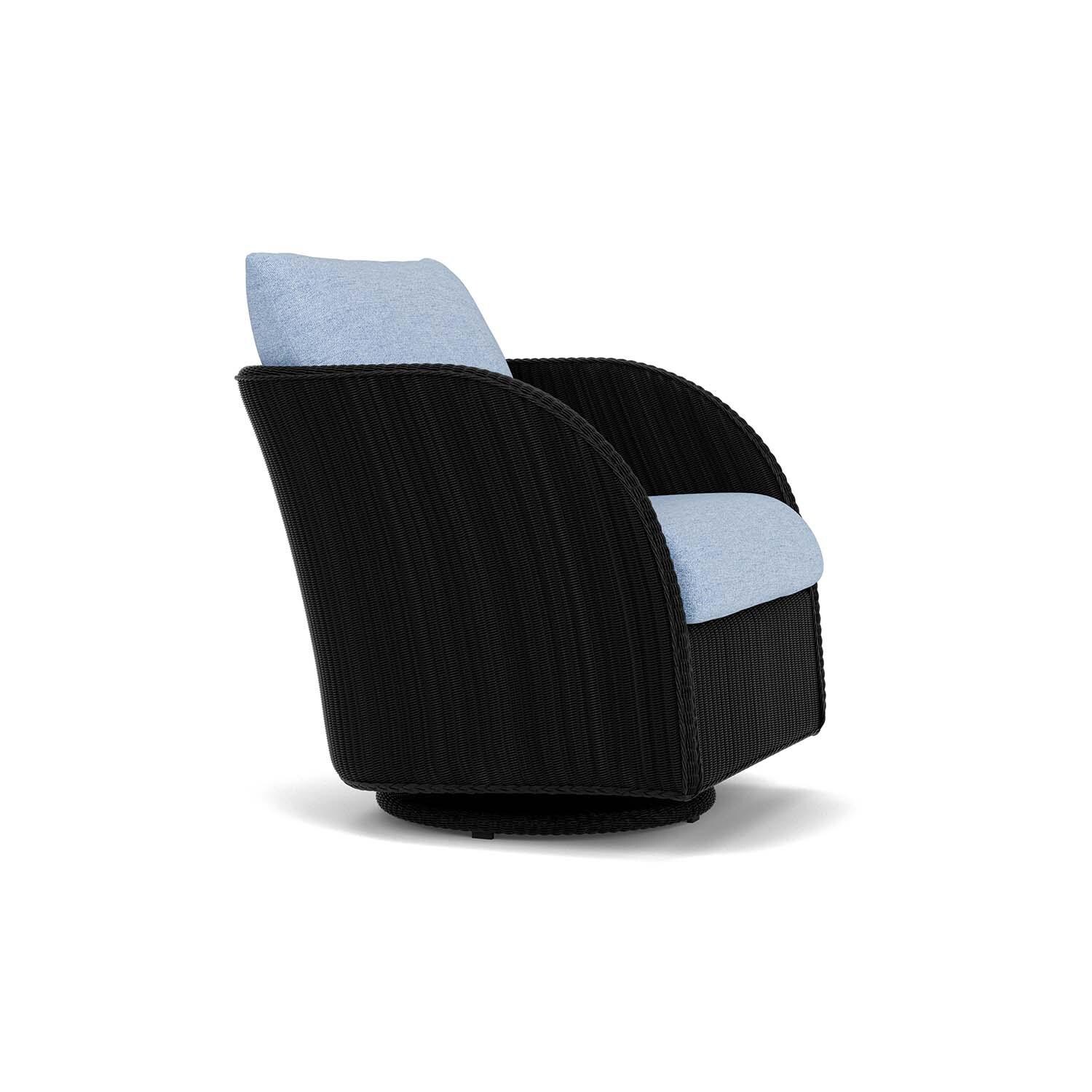 Lloyd Flanders Essence Swivel Glider Lounge Chair W/Demo Skyway Fabric - Ebony Finish - Angled thumbnail