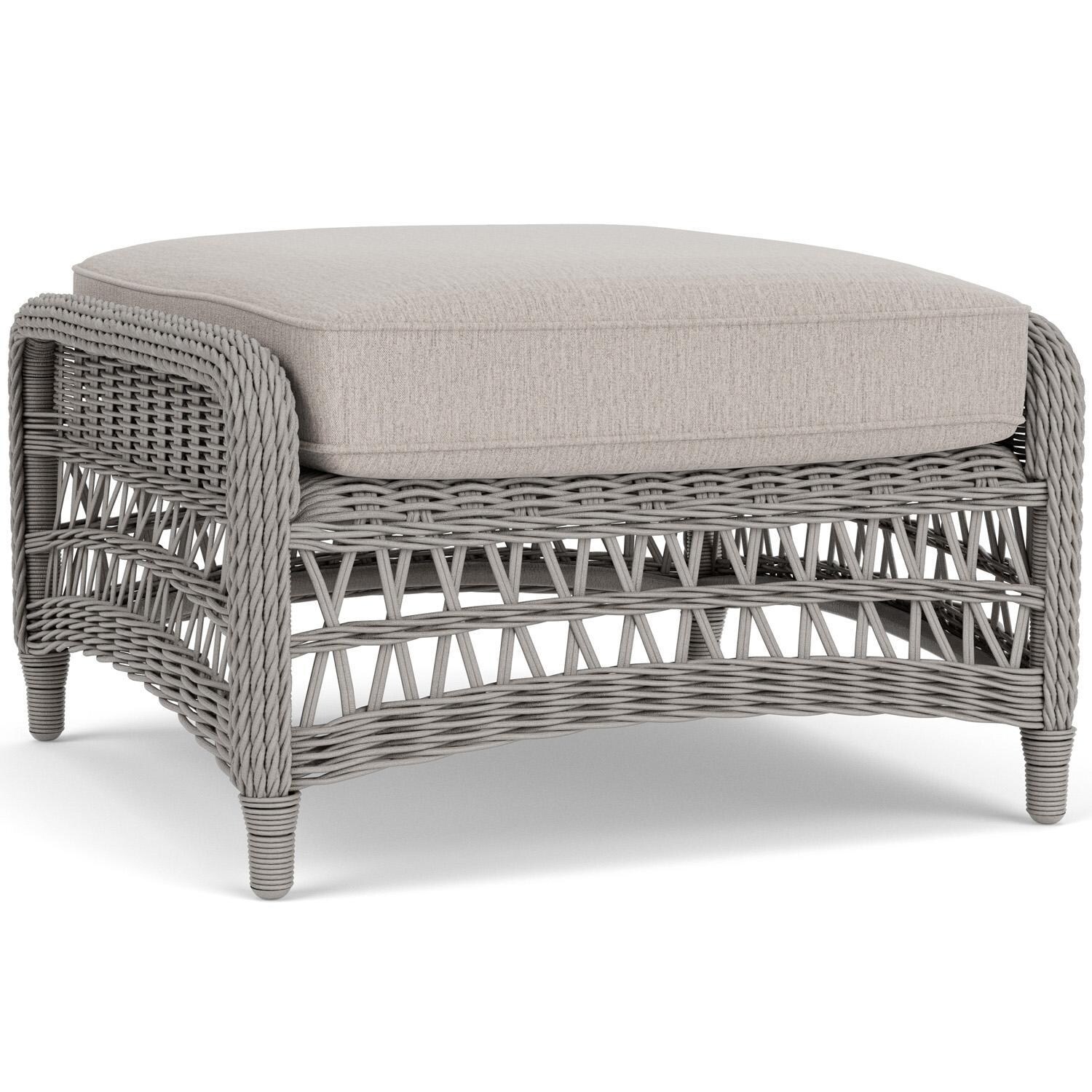 Lloyd Flanders Mackinac Ottoman in Putty Finish with Remy Cloud Fabric - Rear Left thumbnail