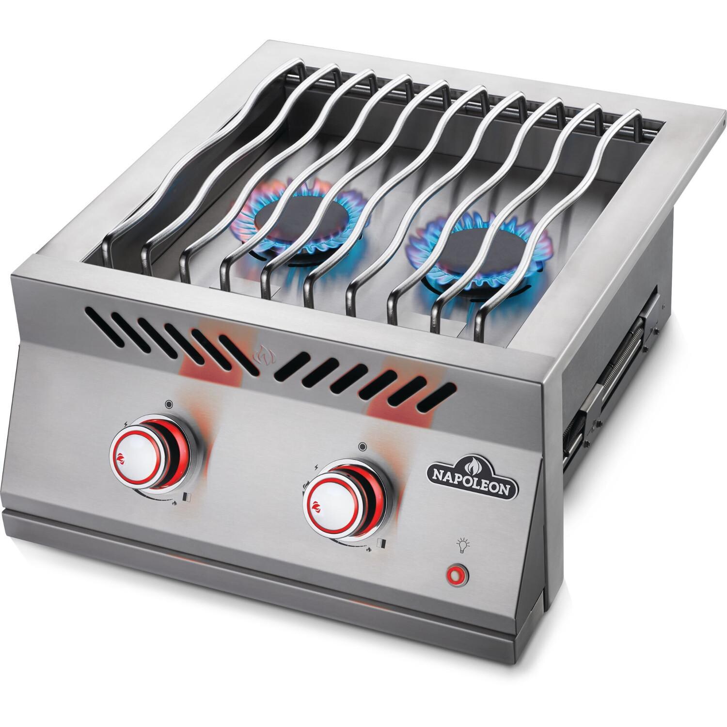 Napoleon BIB18RTPSS Built-In 700 Series Propane Dual Range Top Burner - Both Burners On thumbnail