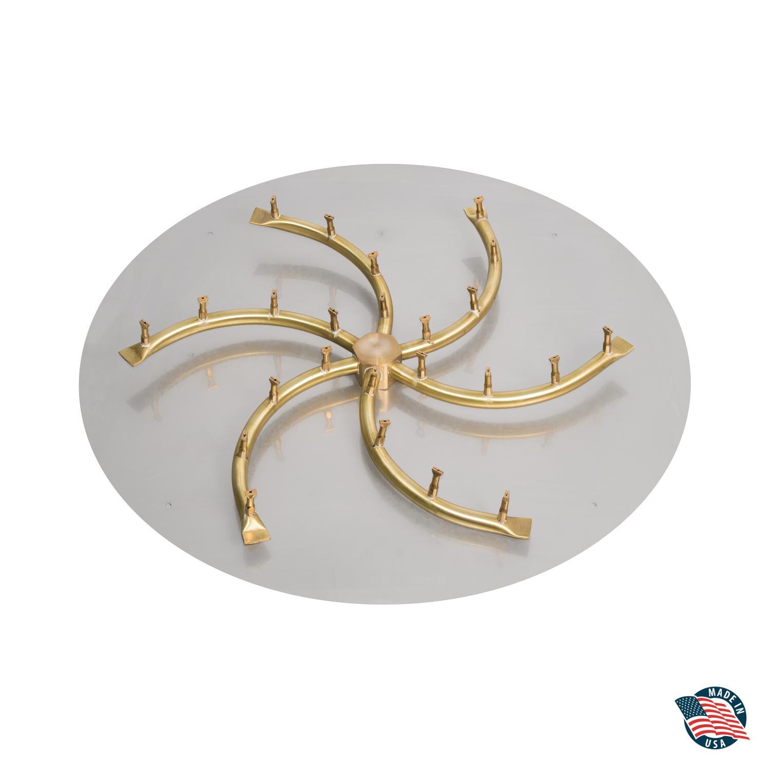 The Outdoor Plus Bullet Burner Flat Pan Kit - 48-inch Round Flat Aluminum Fire Pan with 36-inch Brass S Bullet Burner - 24V Electronic Ignition Kit