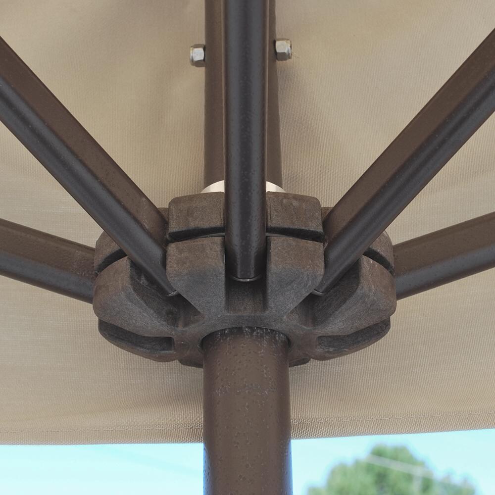 7.5 ft half canopy patio umbrella Formosa Covers 7.5ft aluminum market crank & tilt color Hunter Green 5 steel ribs with rust 7.5 ft Patio Umbrellas -