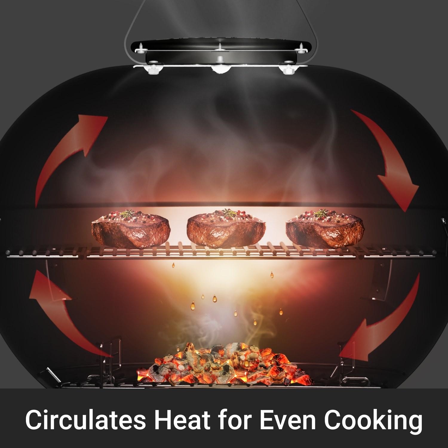 Broil King 400010 Kettle 18 1/2-in Charcoal Grill - Black - Circulates Heat for Even Cooking - Detail thumbnail