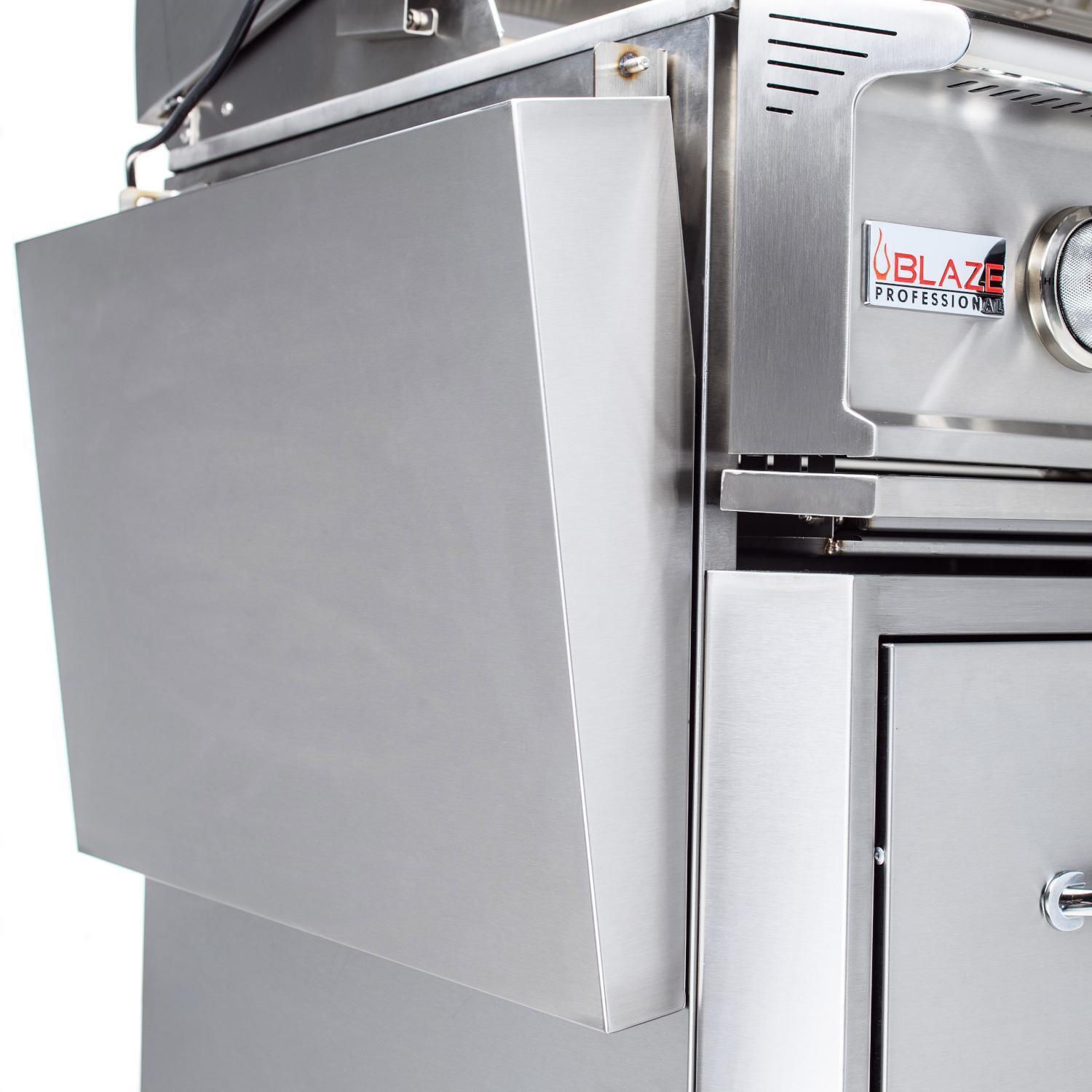 Blaze BLZ-3PRO-NG Professional LUX 34-Inch 3-Burner Freestanding Natural Gas Grill With Rear Infrared Burner - Stainless Steel Side Shelf Down thumbnail