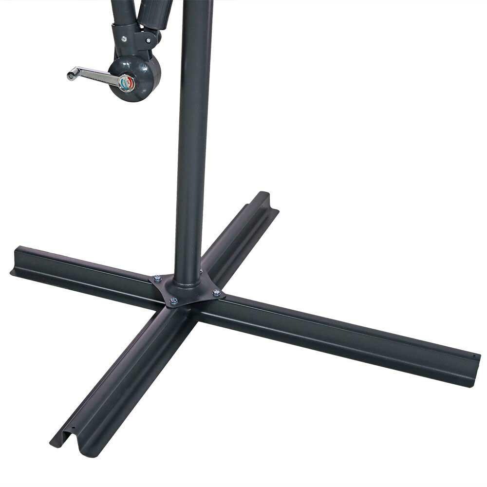 Ultimate Patio 10 Ft. Solar Lighted Patio Cantilever W/ Crank - Seafoam - Cross Base thumbnail