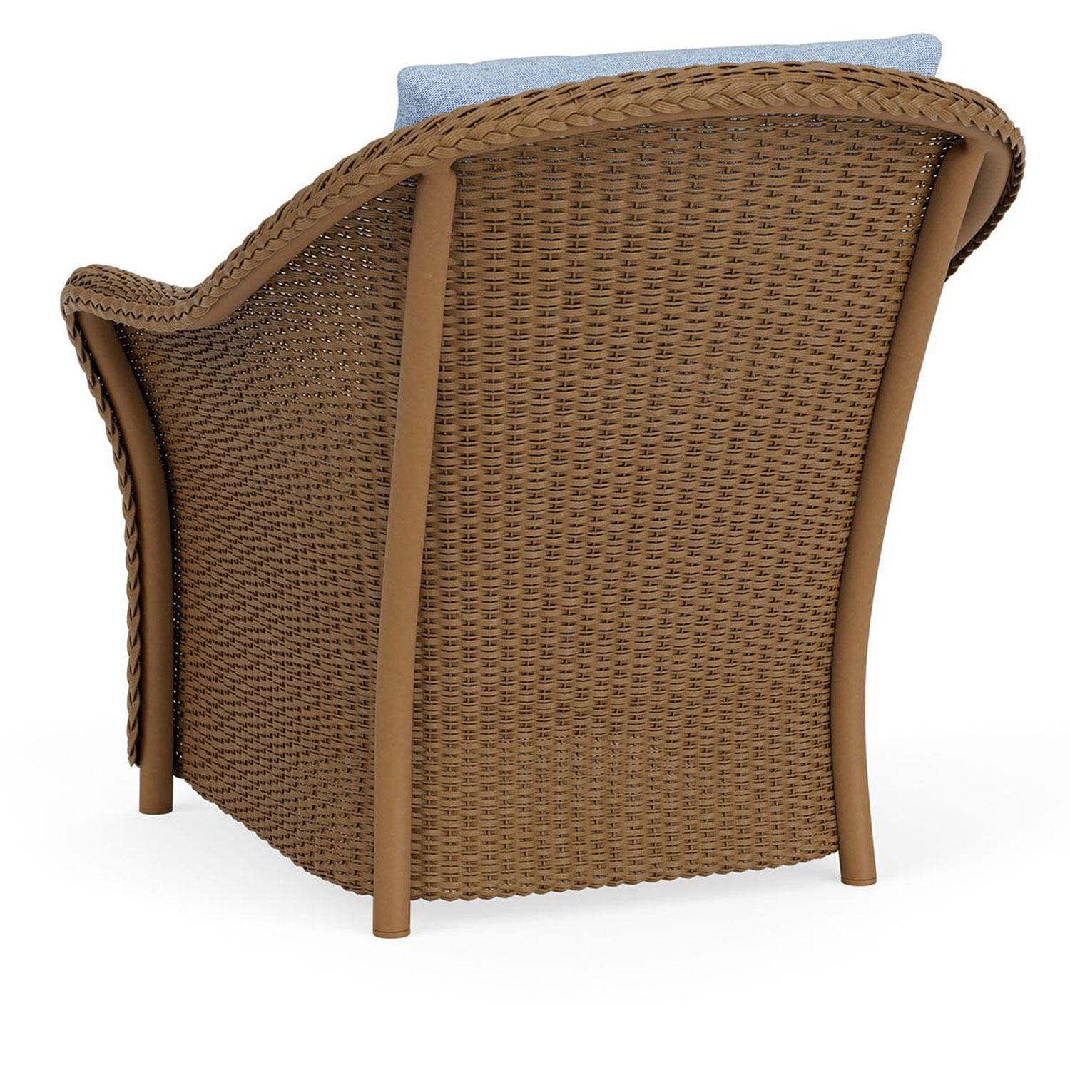 Lloyd Flanders Weekend Retreat Lounge Chair in Hickory Finish W/ Demo Skyway Fabric - Back Left thumbnail