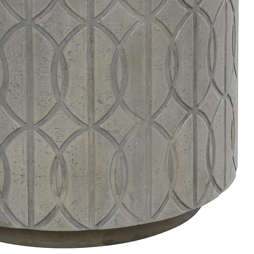 Trellis 21 Inch Gray GFRC Round End Table by Sunset West - Bottom Texture - Detail thumbnail